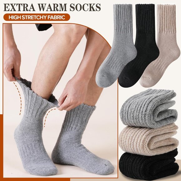 Merino Wool Boot Socks Thermal Winter Warm Thick Cozy Hiking Socks for Men Women - Picture 6 of 6